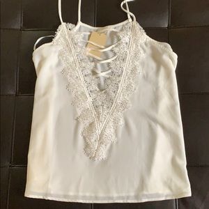 Of white laced cami